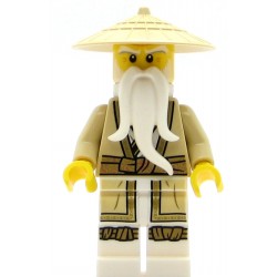 LEGO Ninjago Minifigure Wu Sensei Legacy Tan Robe Braided Ponytail